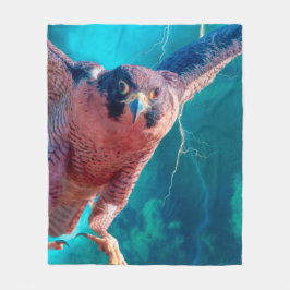 水銀のペレグリン《鳥》ハヤブサ翼 フリースブランケット