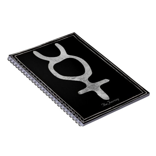 水銀を打つ銀の様式化された惑星のシンボル ノートブック (右側)