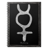 水銀を打つ銀の様式化された惑星のシンボル ノートブック (正面)