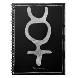 水銀を打つ銀の様式化された惑星のシンボル ノートブック