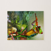 水陸両生動物、フルートを演奏しているカエルパズル ジグソーパズル (横)
