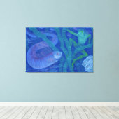 水陸両用と魚のキング、ファンタジーアート、水中P キャンバスプリント (インサイチュ (ウッドフロア))