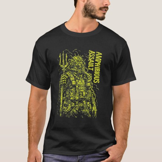 水陸両用強襲部隊員 水中戦 グラフィック Tシャツ (正面)