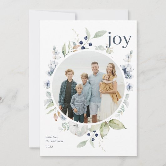 水霜の降りた色の冬の葉リース写真 シーズンカード (正面)