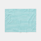 水青および白のストライプ フリースブランケット (正面(横))