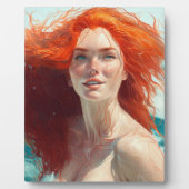 水面から現れるゴージャスな赤毛 フォトプラーク (正面)