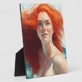 水面から現れるゴージャスな赤毛 フォトプラーク (側面)