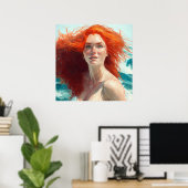 水面から現れるゴージャスな赤毛 ポスター (ホームオフィス)