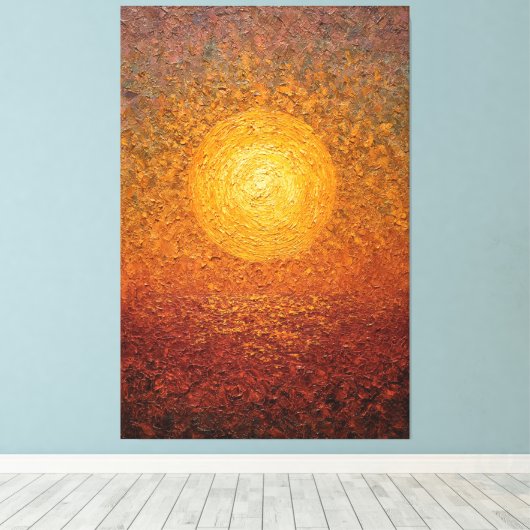 水面に映える黄金の太陽 テクスチャー抽象壁アート キャンバスプリント (インサイチュ (ウッドフロア))