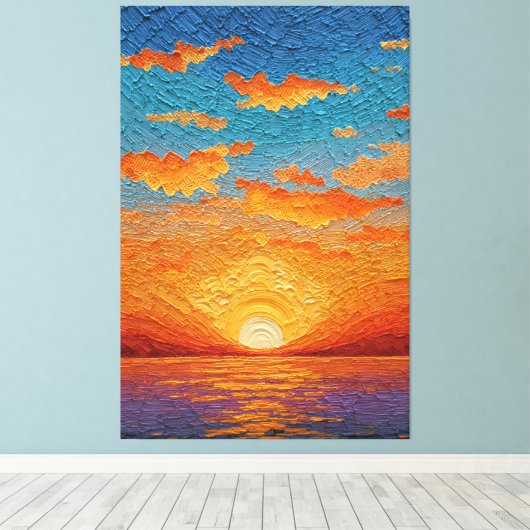 水面に映る鮮やかな夕焼けの抽象アート壁掛け キャンバスプリント (インサイチュ (ウッドフロア))