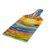 水面に映る鮮やかな夕焼け カッティングボード (角)