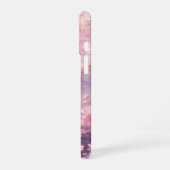 水面に浮かぶエフェクトのかかったピンクの花 iPhone 16ケース (左側面)