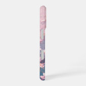 水面に浮かぶエフェクトのかかったピンクの花 iPhone 16ケース (右側面)