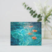 水面に浮かぶ花 ポストカード (スタンド正面)