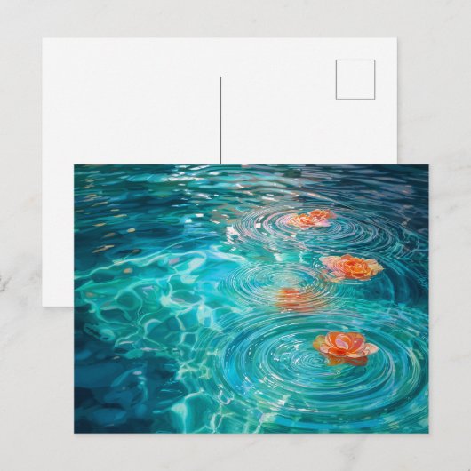 水面に浮かぶ花 ポストカード (正面/裏面)