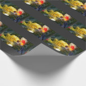 水面に浮かぶ黄色い鯉コイと金魚 ラッピングペーパー (角)