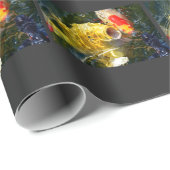 水面に浮かぶ黄色い鯉コイと金魚 ラッピングペーパー (ロールコーナー)