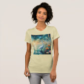 水面の白鷺と花 Tシャツ (正面フル)