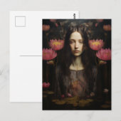 水面の睡蓮の中の女性 ポストカード (正面/裏面)