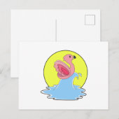 水面をサーフィンするフラミンゴ ポストカード (正面/裏面)