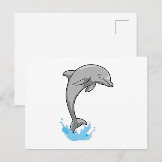 水面上のイルカ ポストカード (正面/裏面)