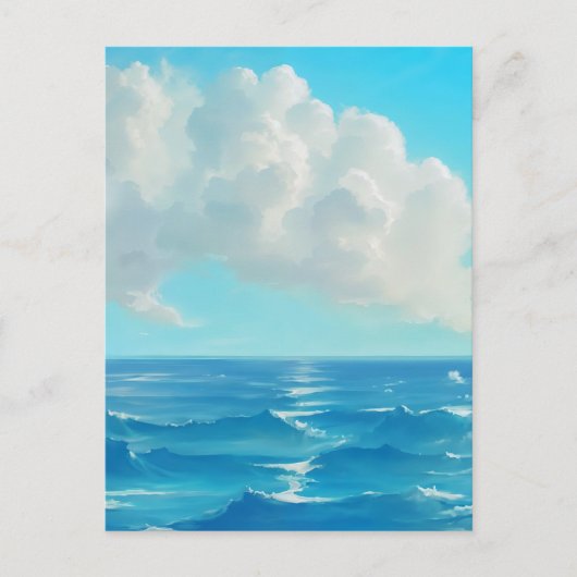 水面上の雲 - 画家風の海景色 ポストカード (正面)