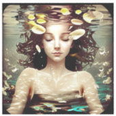 水面下の女性 | AIで生成されたアートワーク シール (正面)