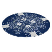 水面下の魚デザイン（青） カッティングボード (角)