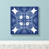 水面下の魚デザイン（青） キャンバスプリント (インサイチュ (ウッドフロア))