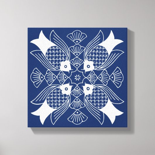 水面下の魚デザイン（青） キャンバスプリント (正面)