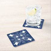 水面下の魚デザイン（青） スクエアペーパーコースター (インサイチュ)