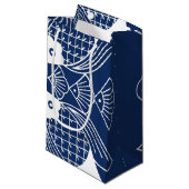 水面下の魚デザイン（青） スモールペーパーバッグ (正面アングル)