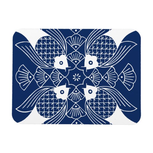 水面下の魚デザイン（青） マグネット (横)