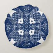 水面下の魚デザイン(青) ラウンドクッション (裏面)