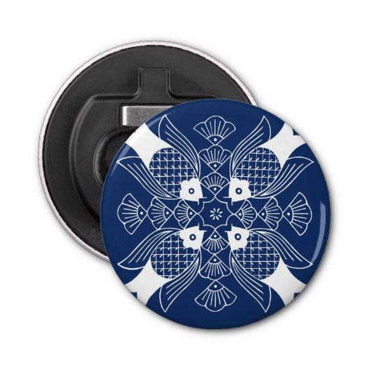 水面下の魚デザイン（青） 栓抜き (正面)