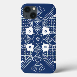 水面下の魚デザイン(青) iPhone 13ケース