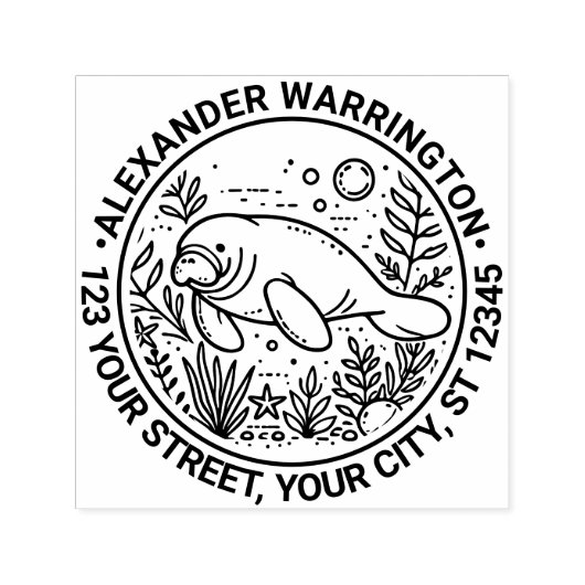 水面下スイミングマナティー差出人住所 セルフインキングスタンプ (デザイン)