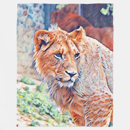 水面獅子 フリースブランケット (正面)