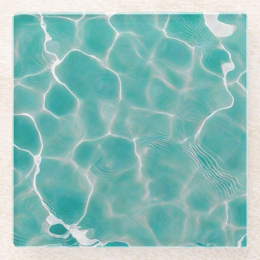 水面（スタイル7）油絵 ガラスコースター (正面)