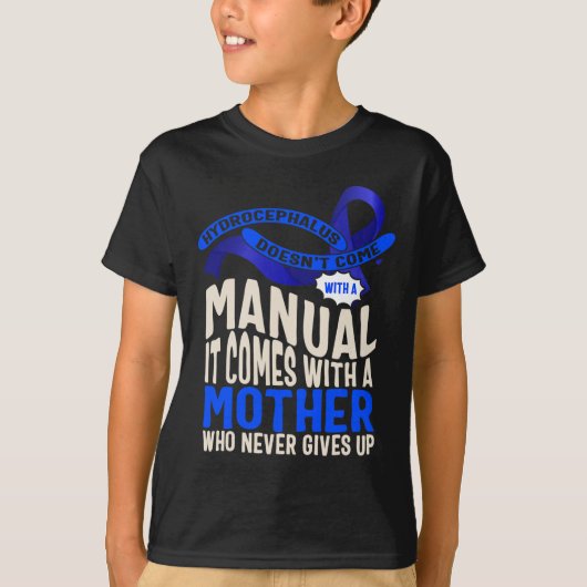 水頭症認識度マニュアルブルーリボンニューロス Tシャツ (正面)