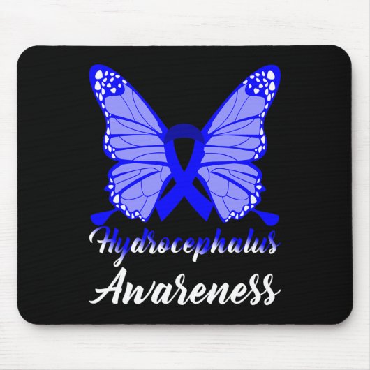 水頭症認識度蝶ブルーリボンSupp マウスパッド (正面)