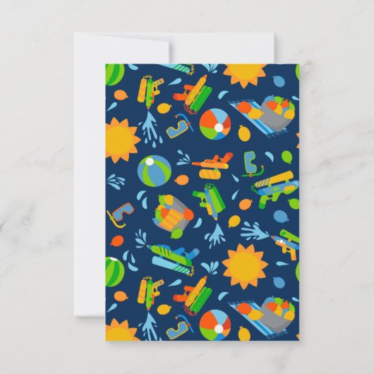 水風船プールパーティー子供夏の誕生日 サンキューカード (裏面)