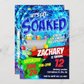 水風船誕生日招待状テンプレート 招待状 (正面/裏面)