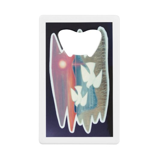 水飛んでいる鳩 クレジットカード栓抜き (正面)