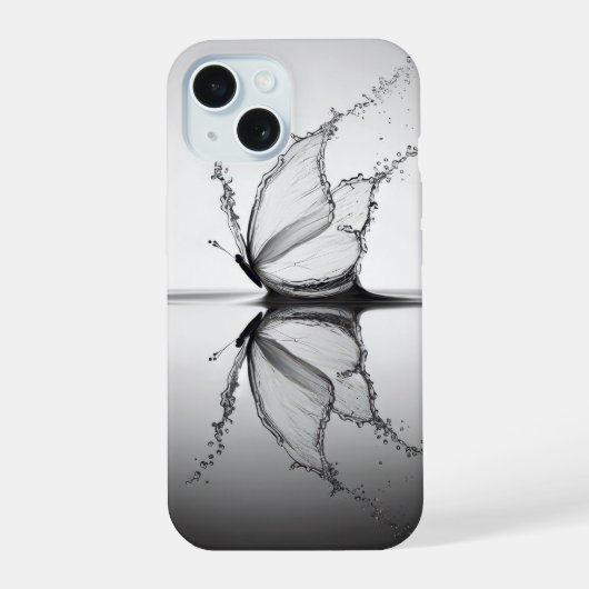 水飛沫の中の蝶 iPhone 15ケース (裏面)