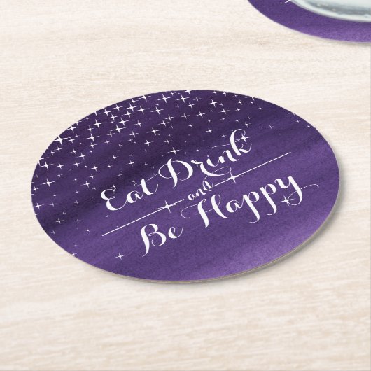 水食べ色の星空の夜紙コースター ラウンドペーパーコースター (アングル)