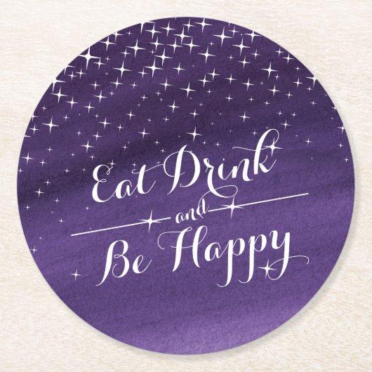 水食べ色の星空の夜紙コースター ラウンドペーパーコースター (正面)