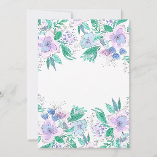 水魅力的エレガント色フローラブライダルシャワー 招待状 (裏面)