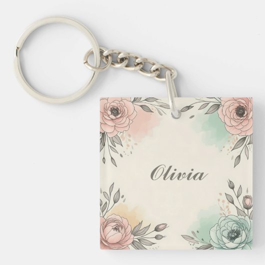 水魅力的色の串のような花 キーホルダー (正面)