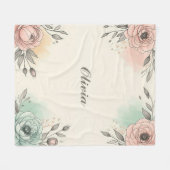 水魅力的色の串のような花 フリースブランケット (正面(横))